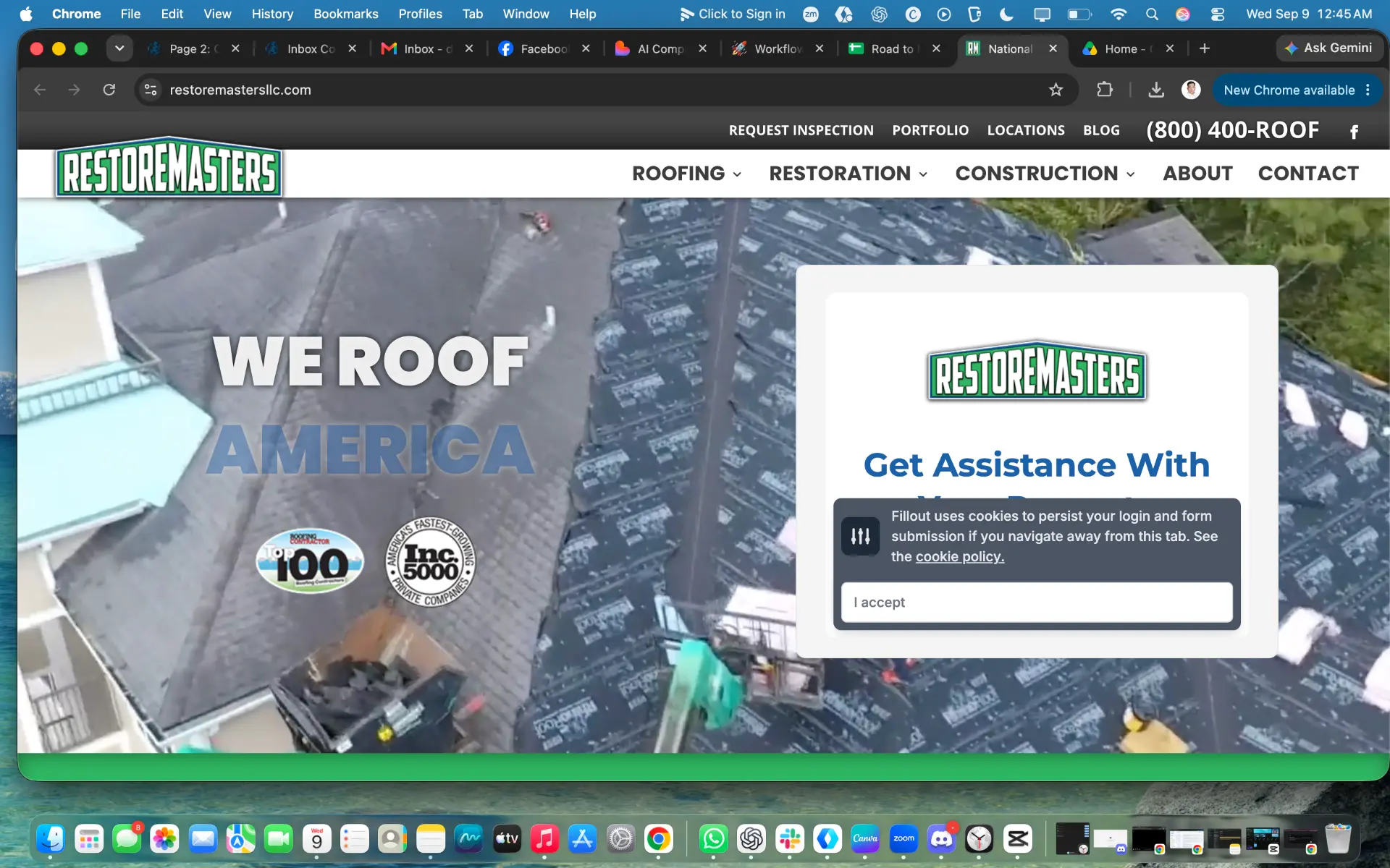 RestoreMasters National Roofing Site preview